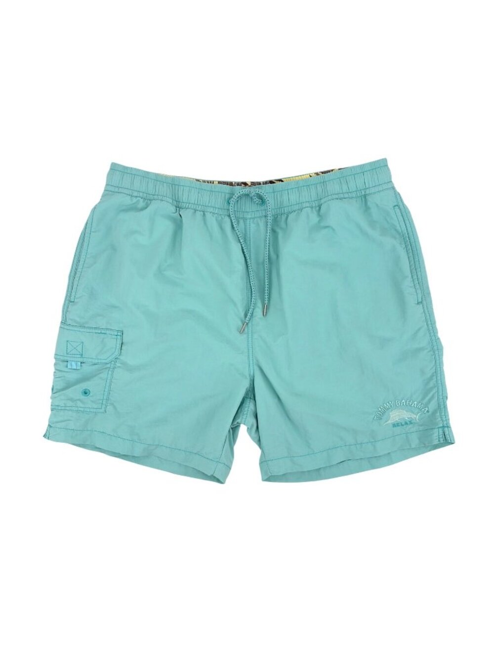 Tommy Bahama Relax Mens Large Swim Trunks Aqua Blue Elastic Waist Lined Pockets
